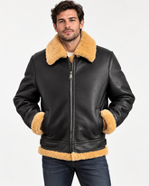Men's B3 Bomber Aviator Flight Pilot RAF Shearling Sheepskin Leather Jacket (Aviator-BG)