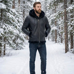 Men's B3 Bomber Aviator Flight Pilot RAF Fur Shearling Sheepskin Leather Jacket (Aviator-BC)