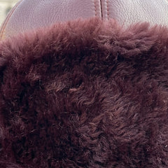 Authentic Unisex Real Sheepskin Shearling Leather Beanie Hat with Fur – Warm Winter Aviator Ushanka hat (Beanie-Bur)