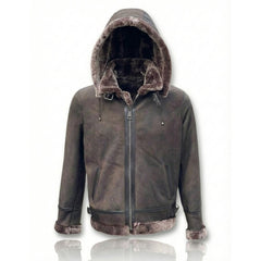 Men's B3 Bomber Aviator Flight Pilot RAF Fur Shearling Sheepskin Leather Jacket (Aviator-BP)