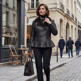 Women's Black B-3 Aviator Sheepskin Shearling Leather Fur Jacket (Lilly-B3)