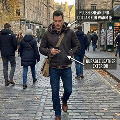 Men's B3 Bomber Aviator Flight Pilot RAF Fur Shearling Sheepskin Leather Jacket (Aviator-BP)