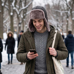 Authentic Unisex Real Sheepskin Shearling Leather Trapper Hat with Fur – Warm Winter Aviator Ushanka hat (Shanka-CP)