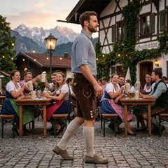 Brown 2 Traditional Bavarian Cowhide Suede Lederhosen Shorts for Oktoberfest, Christmas & Carnivals