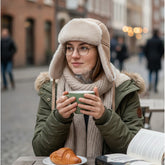 Authentic Unisex Real Sheepskin Shearling Leather Trapper Hat with Fur – Warm Winter Aviator Ushanka hat (Shanka-Tan)