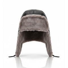 Authentic Unisex Real Sheepskin Shearling Leather Trapper Hat with Fur – Warm Winter Aviator Ushanka hat (Shanka-Purp)