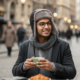 Authentic Unisex Real Sheepskin Shearling Leather Trapper Hat with Fur – Warm Winter Aviator Ushanka hat (Shanka-Purp)