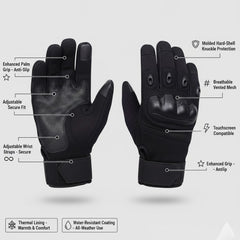 Men’s Motorcycle & Hunting Gloves – Synthetic Leather with Cut-Resistant Inner Protection (Tact-K)
