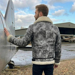 Men’s RAF Sheepskin Shearling Leather Jacket – Aviator Style with genuine Shearling Leather (Aviator-B3)