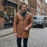 Men’s Real Sheepskin Shearling Leather Trench Coat – Premium Genuine Fur Lined Outerwear (Mark-G))