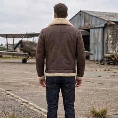 Men’s Authentic RAF B2 Sheepskin Shearling Fur Pilot Jacket (Allen-B)