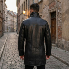 Men’s Real Sheepskin Shearling Leather Trench Coat – Premium Genuine Fur Lined Outerwear (Mark-B)