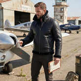 Men's B3 Bomber Aviator Flight Pilot RAF Fur Shearling Sheepskin Leather Jacket (Aviator-BC)