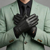 Police Touchscreen Cut-Resistant Leather Gloves – Tactical Hunting, Shooting, Motorcycle Riding Gloves (Cop-T)