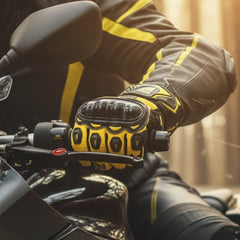 Motorcycle Gloves for Men, Touchscreen Cycling Gloves with Hard Knuckle for Outdoor Sport (Moto-Yellow)