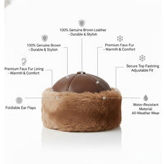 Authentic Unisex Real Sheepskin Shearling Leather Beanie Hat with Fur – Warm Winter Aviator Ushanka hat (Beanie-Toscana)