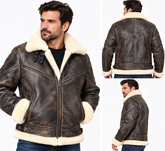 Men’s real Sheepskin Shearling distressed brown Jacket (B8 Style)