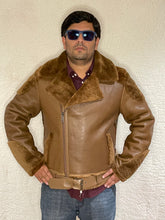 Men’s Real Sheepskin Shearling Fur Leather Jacket – Aviator Style with genuine Fur Detachable Hood and Belt (Aviator-B6)