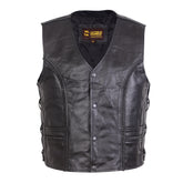 Men’s Black Leather Motorcycle Concealed Carry Vest (Braided)