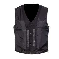 Men’s Black Leather Motorcycle Concealed Carry Vest (Braided)