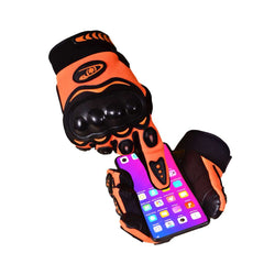 Motorcycle Gloves for Men, Touchscreen Cycling Gloves with Hard Knuckle for Outdoor Sport (Moto-Orange)