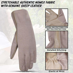 Aviator-T Gloves - Nomex Flight Multipurpose Black Leather Gloves for Men and Women