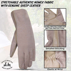 Aviator-T Gloves - Nomex Flight Multipurpose Black Leather Gloves for Men and Women