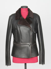Women's Black B-3 Aviator: Genuine Sheepskin Shearling Leather with Original Fur (Lilly-B3)