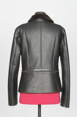 Women's Black B-3 Aviator: Genuine Sheepskin Shearling Leather with Original Fur (Lilly-B3)