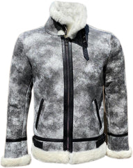 Men’s Real Sheepskin Shearling Fur Leather Jacket – Aviator Style with genuine Fur (Aviator-B3)