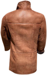 Men’s Real Sheepskin Shearling Leather Trench Coat – Premium Genuine Fur Lined Outerwear (Mark-G))