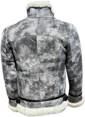Men’s Real Sheepskin Shearling Fur Leather Jacket – Aviator Style with genuine Fur (Aviator-B3)