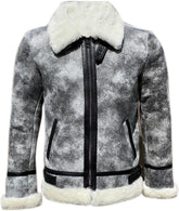 Men’s Real Sheepskin Shearling Fur Leather Jacket – Aviator Style with genuine Fur (Aviator-B3)