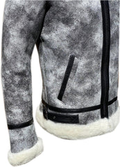 Men’s Real Sheepskin Shearling Fur Leather Jacket – Aviator Style with genuine Fur (Aviator-B3)