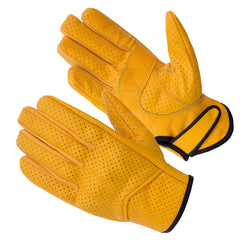 Men’s Leather Driving & Riding Gloves –Motorcycle Protective Knuckles, Perforated Gloves (Moto-L)