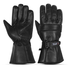Premium Leather Winter Gauntlet Gloves for Men – Insulated Motorcycle Riding Gloves