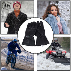 Premium Leather Winter Gauntlet Gloves for Men – Insulated Motorcycle Riding Gloves