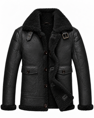 Men’s Genuine Sheepskin Shearling Leather Coat, Cognac Brown Fur-Lined Aviator Winter Jacket (Yellowstone)