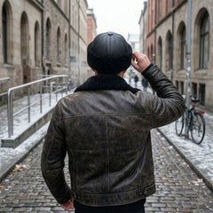 Authentic Unisex Real Sheepskin Shearling Leather Beanie Hat with Fur – Warm Winter Aviator Ushanka hat (Beanie-Black)