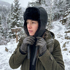 Authentic Unisex Real Sheepskin Shearling Leather Trapper Hat with Fur – Warm Winter Aviator Ushanka hat (Shanka-B)