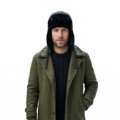 Authentic Unisex Real Sheepskin Shearling Leather Trapper Hat with Fur – Warm Winter Aviator Ushanka hat (Shanka-B)