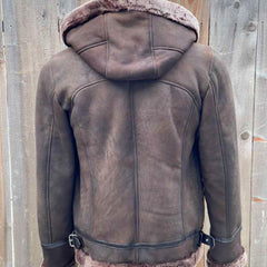 Men's B3 Bomber Aviator Flight Pilot RAF Fur Shearling Sheepskin Leather Jacket (Aviator-BP)