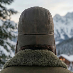 Authentic Unisex Real Sheepskin Shearling Leather Trapper Hat with Fur – Warm Winter Aviator Ushanka hat (Shanka-CB)