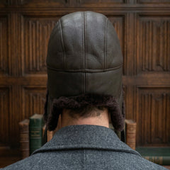 Authentic Unisex Real Sheepskin Shearling Leather Trapper Hat with Fur – Warm Winter Aviator Ushanka hat (Shanka-CB)