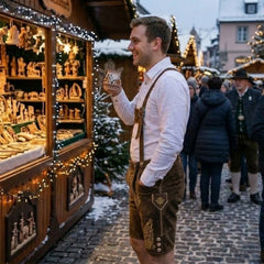 Bronze Traditional Bavarian Cowhide Suede Lederhosen Shorts for Oktoberfest, Christmas & Carnivals