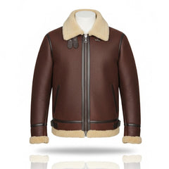 Men’s Authentic B2 Sheepskin Shearling Fur Pilot Jacket (Allen-B)