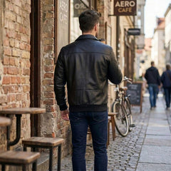 Men’s Genuine Cowhide Leather Aviator Jacket – Vintage Pilot Style (Charlie-C)