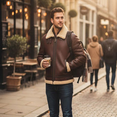 Men’s Authentic B2 Sheepskin Shearling Fur Pilot Jacket (Allen-B)