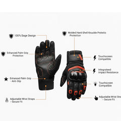 Motorcycle Gloves for Men, Touchscreen Cycling Gloves with Hard Knuckle for Outdoor Sport (Moto-Orange)