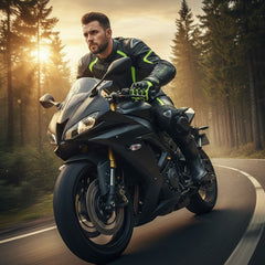 Motorcycle Gloves for Men, Touchscreen Cycling Gloves with Hard Knuckle for Outdoor Sport (Moto-Green)